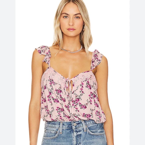 Free People X Intimately FP Take It Away Bodysuit in pink combo - Picture 3 of 4